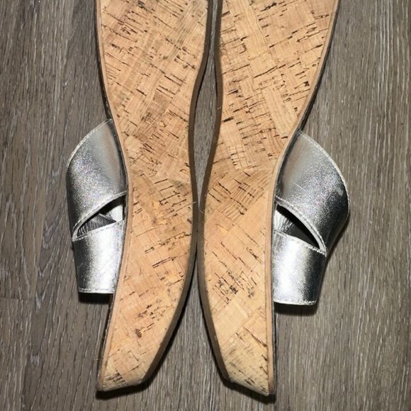 Sam Edelman Slip On Open Toe Sie 7.5M EUR 38 Silver Solid Wedges Women's - Picture 9 of 16